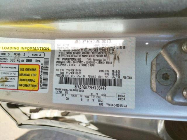 Photo 10 from auction – 2014 FORD FUSION SE with VIN 3FA6P0H72ER103442