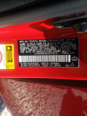 Photo 10 from auction – 2016 LEXUS CT 200 with VIN JTHKD5BH8G2270510