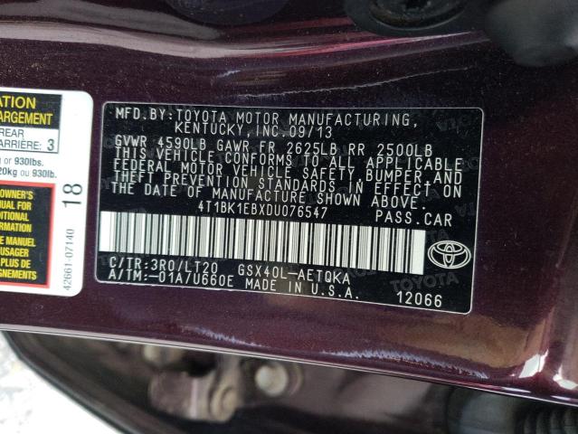 Photo 10 from auction – 2013 TOYOTA AVALON BAS with VIN 4T1BK1EBXDU076547