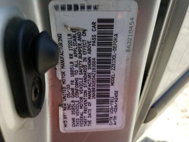 Photo 10 from auction – 2004 TOYOTA COROLLA CE with VIN 1NXBR32E04Z191664