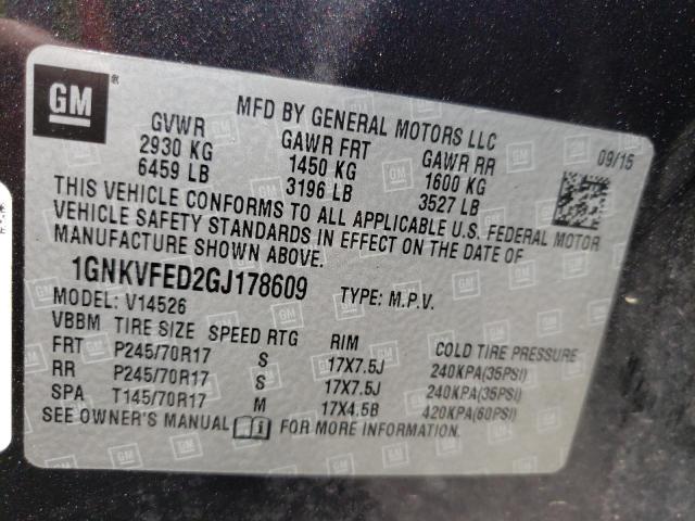 Photo 10 from auction – 2016 CHEVROLET TRAVERSE L with VIN 1GNKVFED2GJ178609