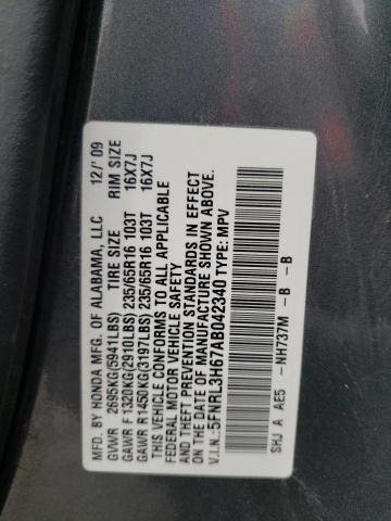 Photo 10 from auction – 2010 HONDA ODYSSEY EX with VIN 5FNRL3H67AB042340