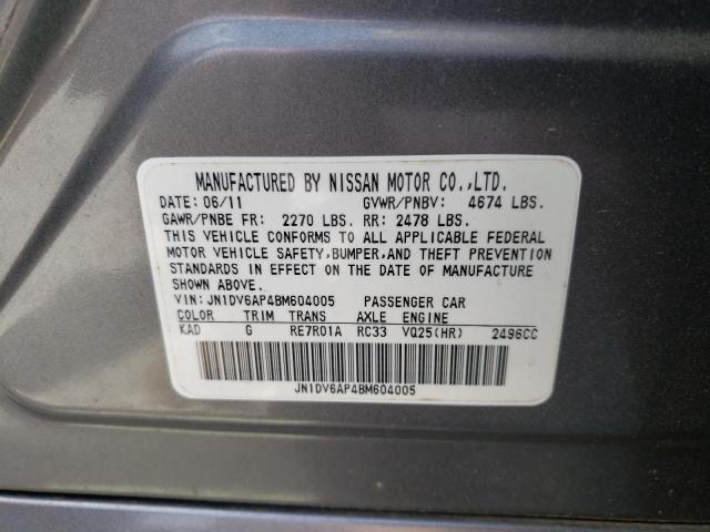 Photo 10 from auction – 2011 INFINITI G25 BASE with VIN JN1DV6AP4BM604005