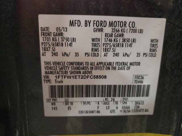 Photo 10 from auction – 2013 FORD F150 SUPER with VIN 1FTFW1ET2DFC58508