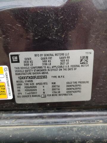 Photo 10 from auction – 2015 GMC ACADIA DEN with VIN 1GKKVTKD0FJ222363