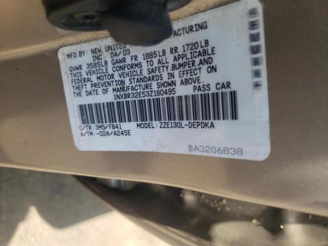 Photo 10 from auction – 2003 TOYOTA COROLLA with VIN 1NXBR32E53Z180495