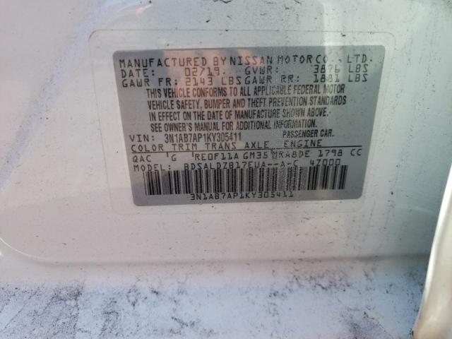 Photo 10 from auction – 2019 NISSAN SENTRA S with VIN 3N1AB7AP1KY305411