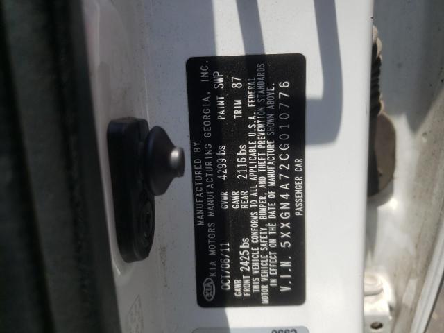 Photo 10 from auction – 2012 KIA OPTIMA EX with VIN 5XXGN4A72CG010776
