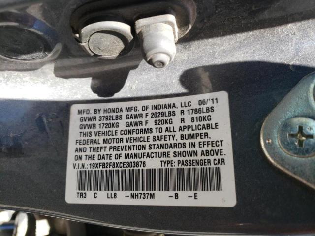 Photo 10 from auction – 2012 HONDA CIVIC EX with VIN 19XFB2F8XCE303876
