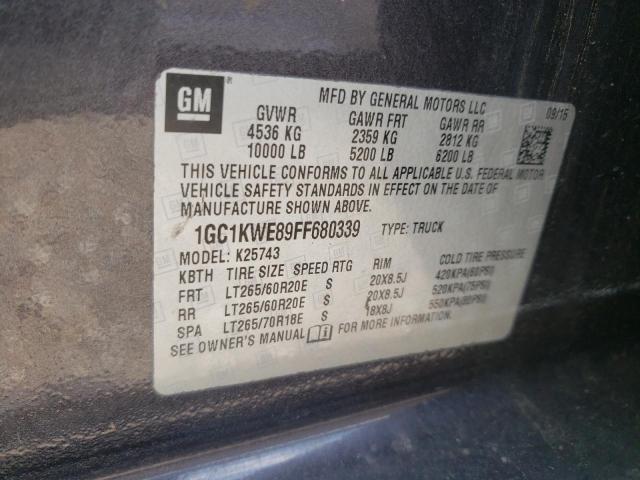 Photo 10 from auction – 2015 CHEVROLET SILVERADO with VIN 1GC1KWE89FF680339