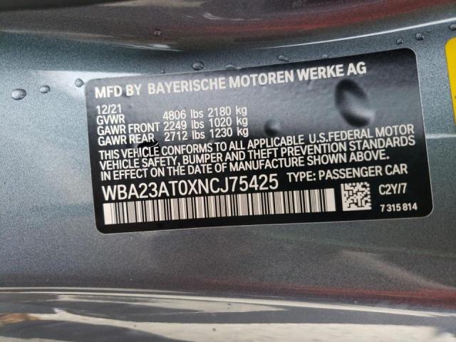 Photo 10 from auction – 2022 BMW 430I with VIN WBA23AT0XNCJ75425