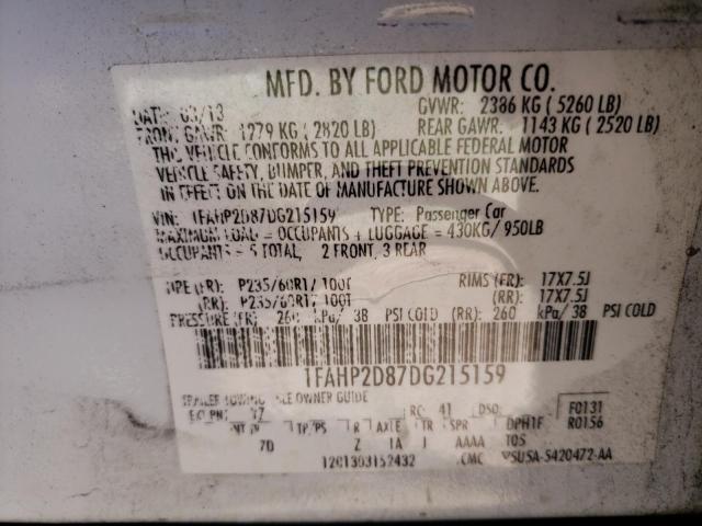 Photo 10 from auction – 2013 FORD TAURUS SE with VIN 1FAHP2D87DG215159