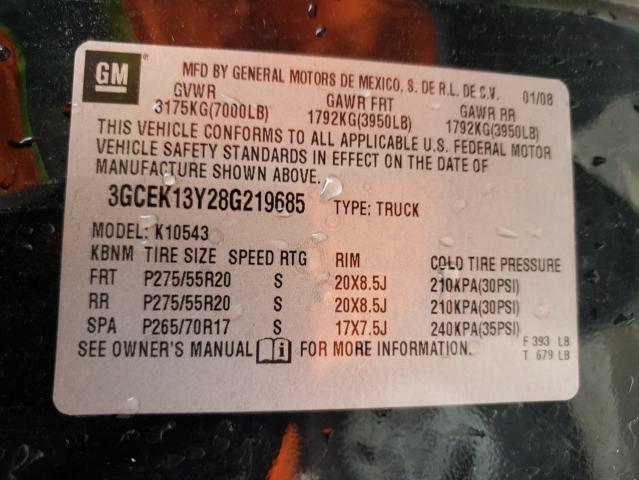 Photo 10 from auction – 2008 CHEVROLET SILVERADO with VIN 3GCEK13Y28G219685