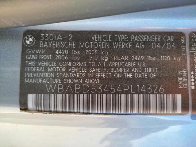 Photo 10 from auction – 2004 BMW 330 CI with VIN WBABD53454PL14326