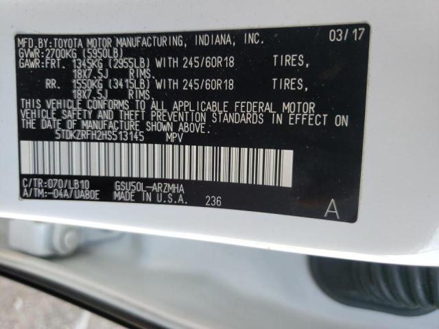 Photo 10 from auction – 2017 TOYOTA HIGHLANDER with VIN 5TDKZRFH2HS513145