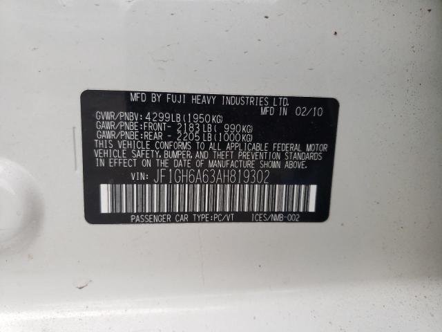 Photo 10 from auction – 2010 SUBARU IMPREZA 2. with VIN JF1GH6A63AH819302