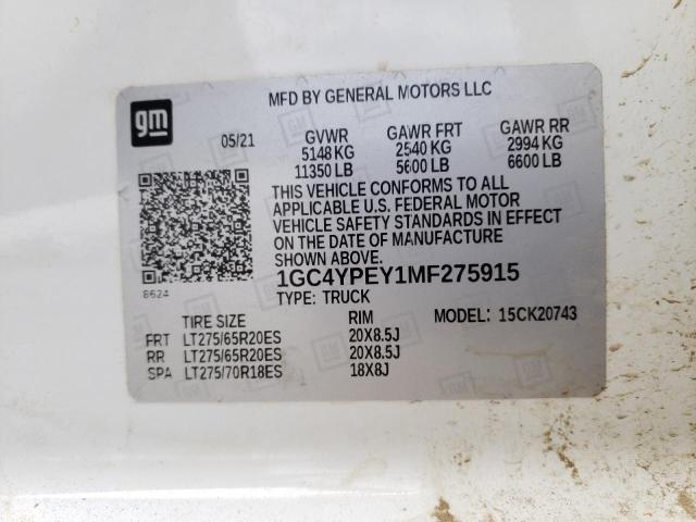 Photo 10 from auction – 2021 CHEVROLET silverado with VIN 1GC4YPEY1MF275915