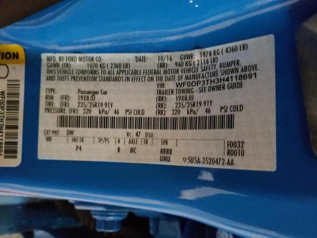 Photo 10 from auction – 2017 FORD FOCUS RS with VIN WF0DP3TH3H4118691