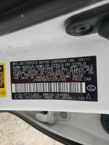 Photo 10 from auction – 2012 LEXUS CT 200 with VIN JTHKD5BH0C2052765