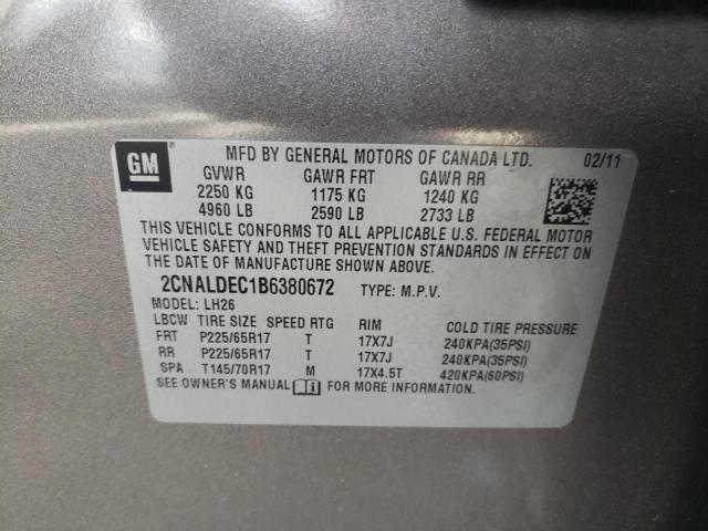 Photo 10 from auction – 2011 CHEVROLET EQUINOX LT with VIN 2CNALDEC1B6380672