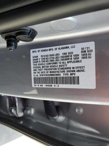 Photo 10 from auction – 2021 HONDA PILOT EX with VIN 5FNYF5H32MB029083