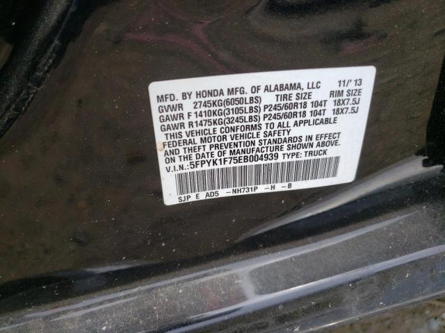 Photo 10 from auction – 2014 HONDA RIDGELINE with VIN 5FPYK1F75EB004939