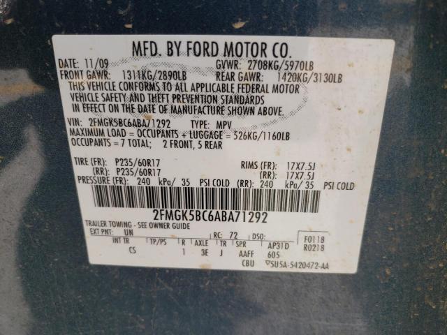 Photo 10 from auction – 2010 FORD FLEX SE with VIN 2FMGK5BC6ABA71292