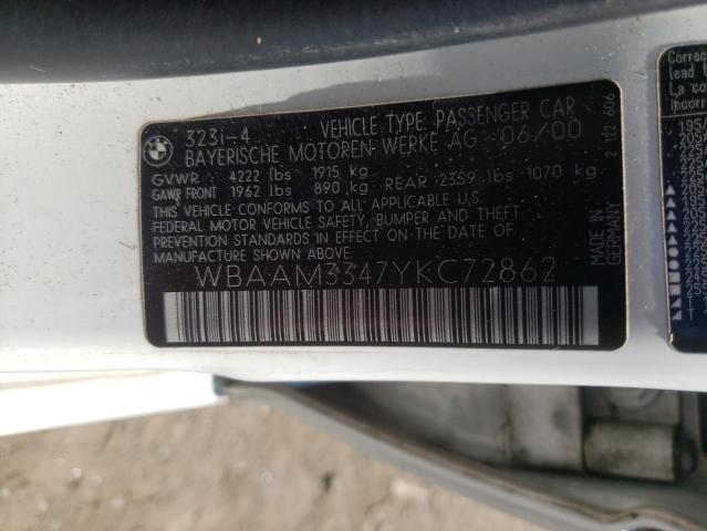 Photo 10 from auction – 2000 BMW 323 I with VIN WBAAM3347YKC72862