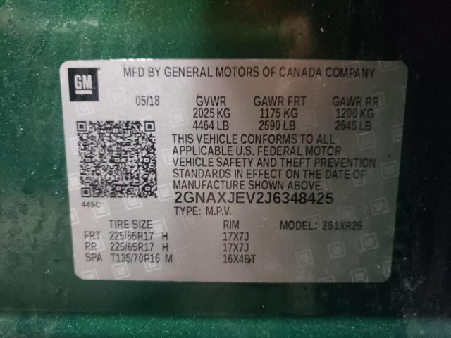 Photo 10 from auction – 2018 CHEVROLET EQUINOX LT with VIN 2GNAXJEV2J6348425