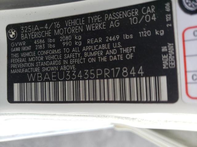 Photo 10 from auction – 2005 BMW 325 XI with VIN WBAEU33435PR17844