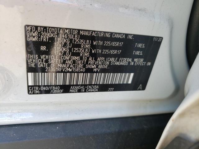 Photo 10 from auction – 2021 TOYOTA RAV4 LE with VIN 2T3G1RFV2MW158540