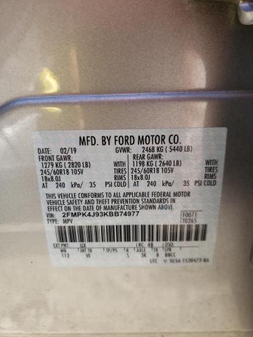 Photo 10 from auction – 2019 FORD EDGE SEL with VIN 2FMPK4J93KBB74977