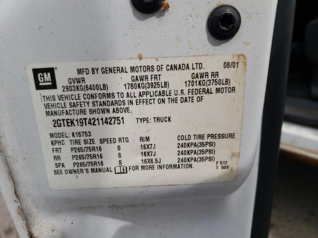 Photo 10 from auction – 2002 GMC SIERRA1500 with VIN 2GTEK19T421142751