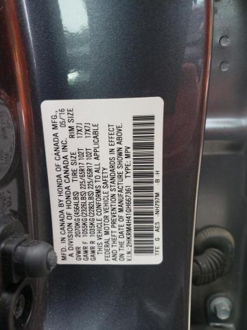Photo 10 from auction – 2016 HONDA CR-V SE with VIN 2HKRM4H41GH667361