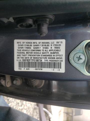 Photo 10 from auction – 2015 HONDA CIVIC SE with VIN 19XFB2F77FE108734