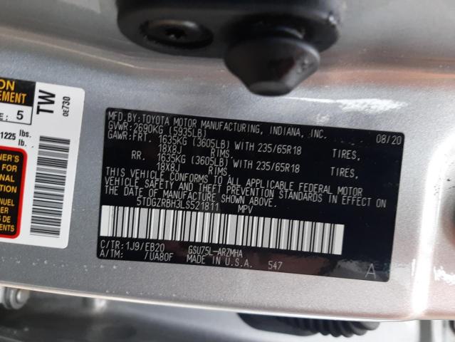 Photo 10 from auction – 2020 TOYOTA HIGHLANDER with VIN 5TDGZRBH3LS521811