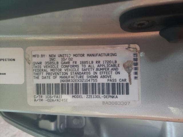 Photo 10 from auction – 2003 TOYOTA COROLLA CE with VIN 1NXBR32EX3Z104755