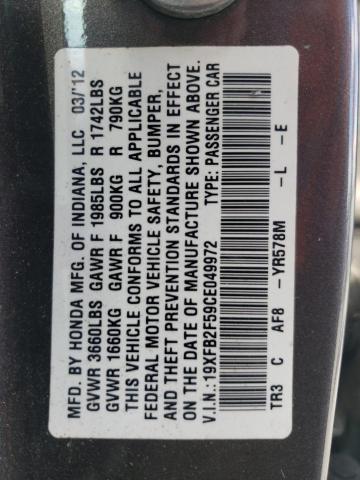 Photo 10 from auction – 2012 HONDA CIVIC LX with VIN 19XFB2F59CE049972