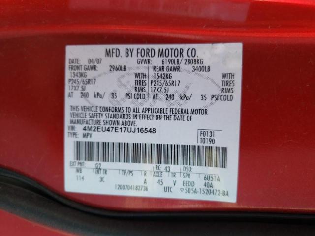 Photo 10 from auction – 2007 MERCURY MOUNTAINEE with VIN 4M2EU47E17UJ16548