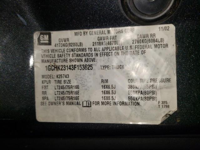 Photo 10 from auction – 2003 CHEVROLET SILVERADO with VIN 1GCHK23143F153625