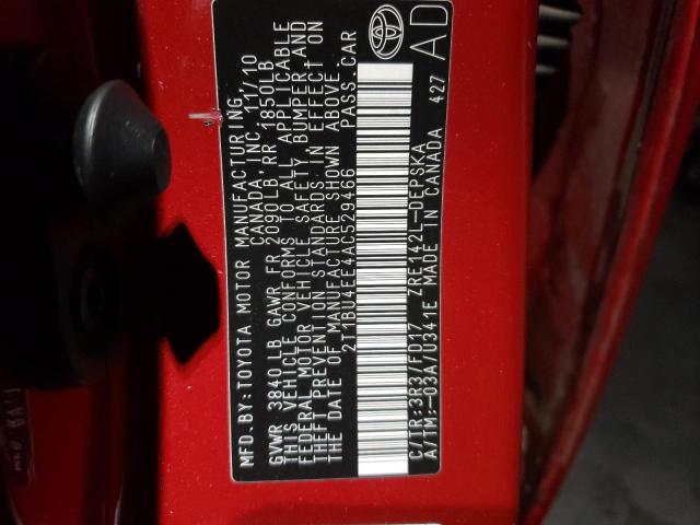 Photo 10 from auction – 2010 TOYOTA COROLLA BA with VIN 2T1BU4EE4AC529466