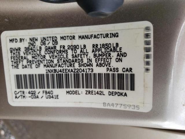 Photo 10 from auction – 2010 TOYOTA COROLLA BA with VIN 1NXBU4EEXAZ204173