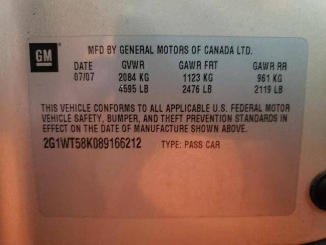 Photo 10 from auction – 2008 CHEVROLET IMPALA LT with VIN 2G1WT58K089166212