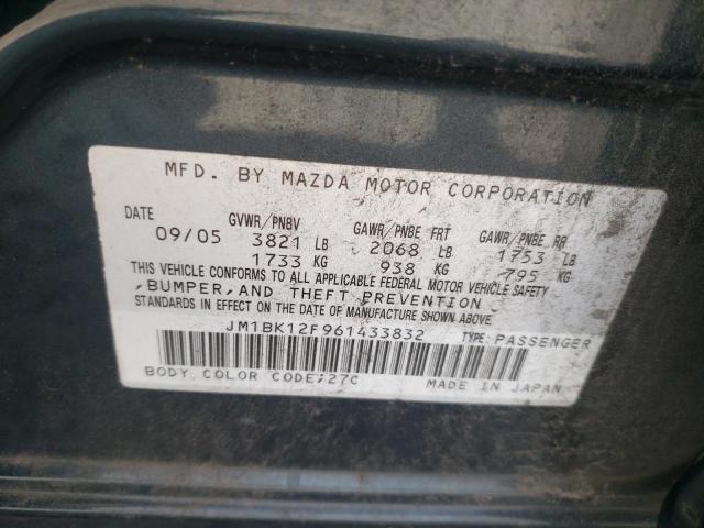 Photo 10 from auction – 2006 MAZDA 3 I with VIN JM1BK12F961433832