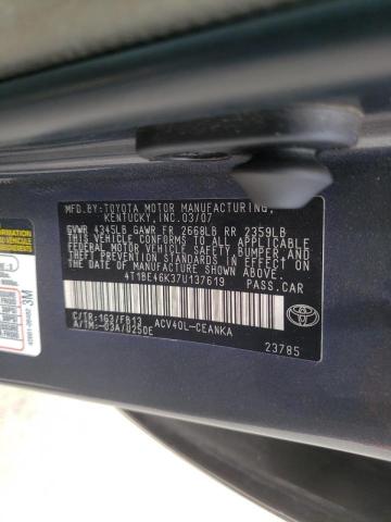 Photo 10 from auction – 2007 TOYOTA CAMRY CE with VIN 4T1BE46K37U137619