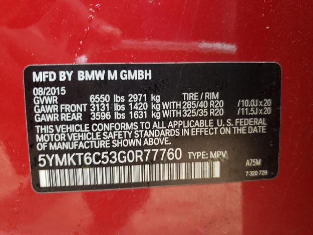 Photo 10 from auction – 2016 BMW X5 M with VIN 5YMKT6C53G0R77760