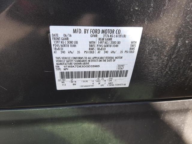 Photo 10 from auction – 2016 FORD EXPLORER X with VIN 1FM5K7D83GGD35985