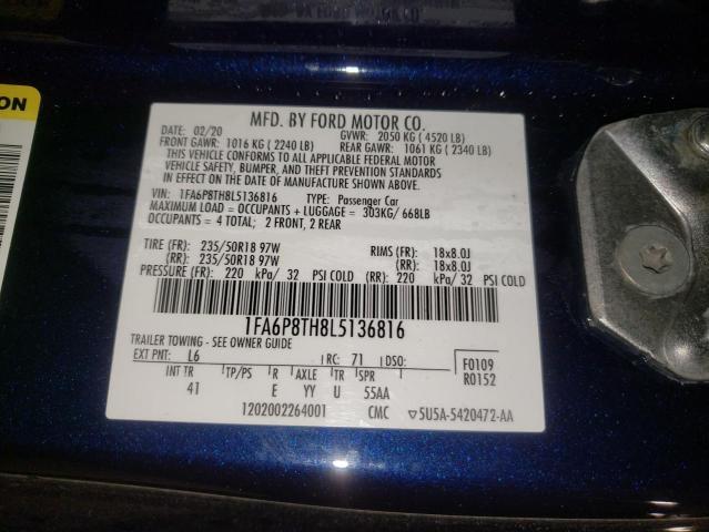 Photo 10 from auction – 2020 FORD MUSTANG with VIN 1FA6P8TH8L5136816