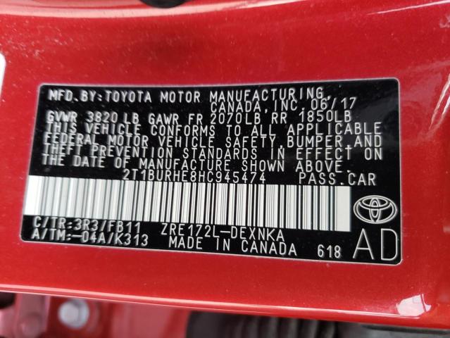 Photo 10 from auction – 2017 TOYOTA COROLLA L with VIN 2T1BURHE8HC945474