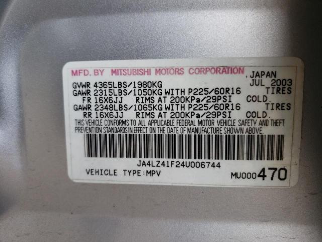 Photo 10 from auction – 2004 MITSUBISHI OUTLANDER with VIN JA4LZ41F24U006744